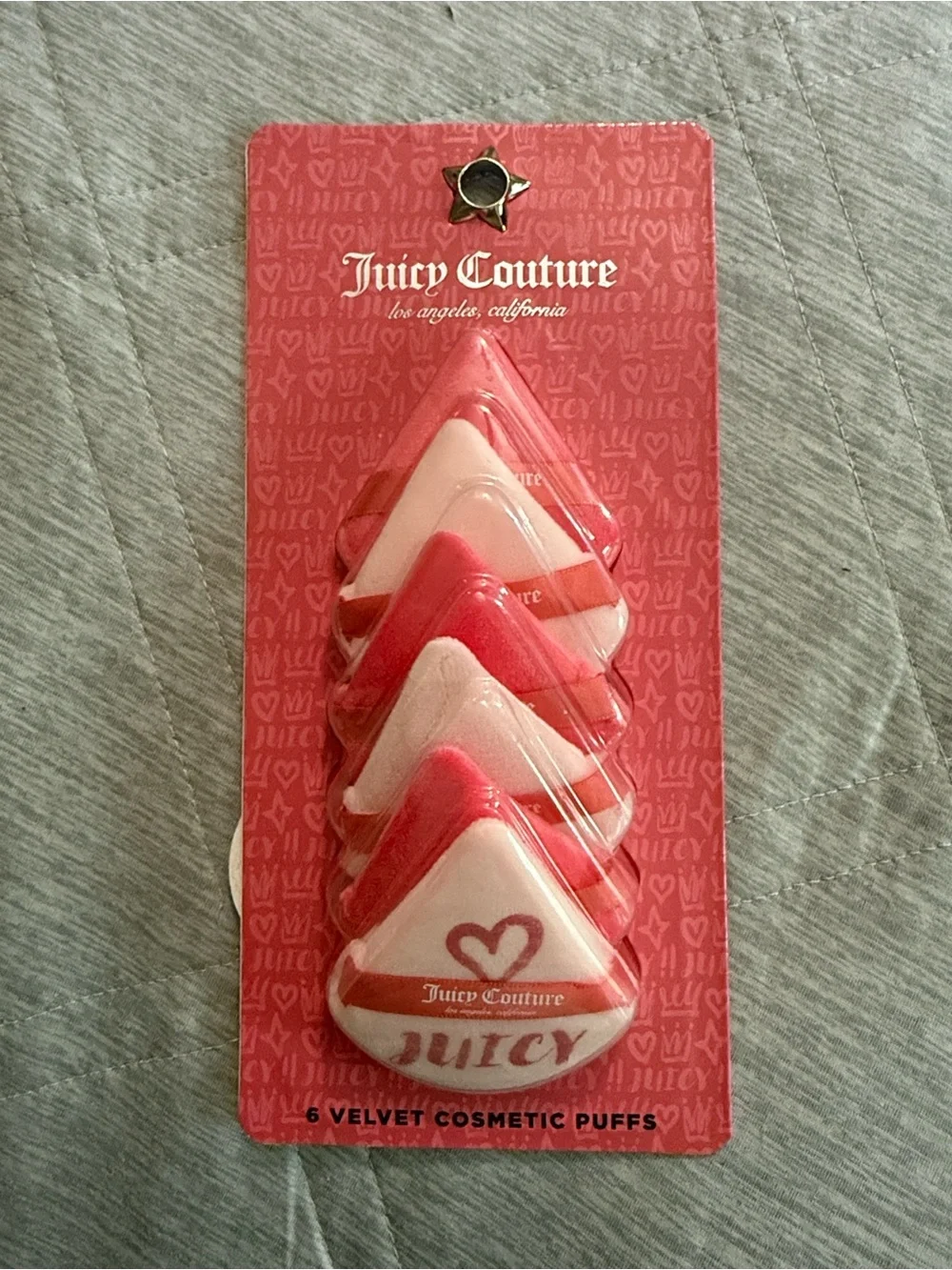 Juicy Couture Pink and Hot Pink Velvet Cosmetic Puffs - Pack of 6